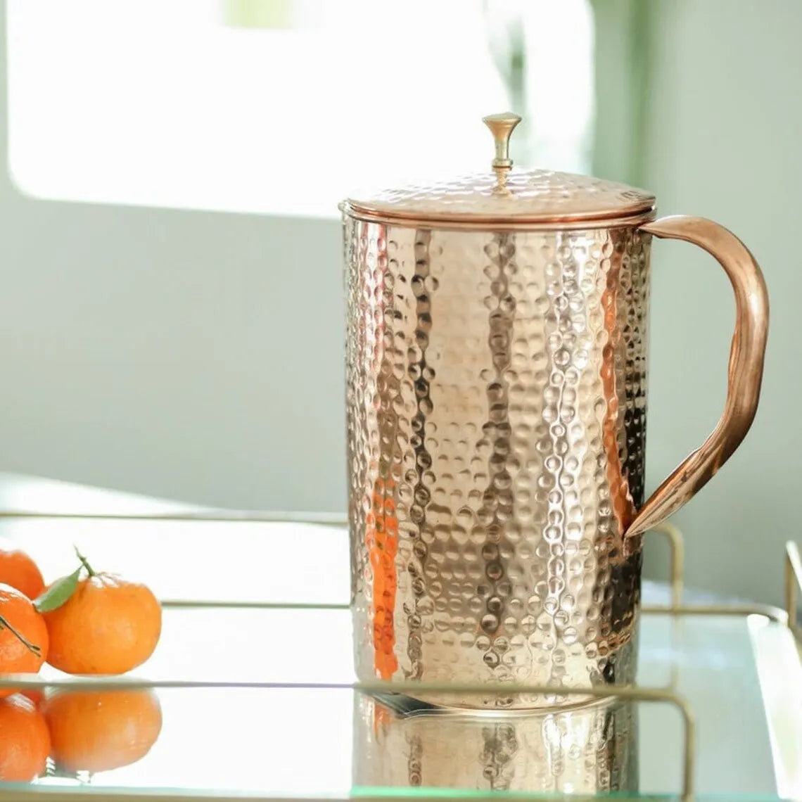 Classy hammered copper water jug pitcher
