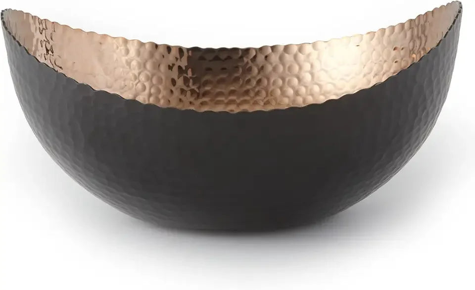 Hammered Black Copper Bowl Rustic Farmhouse Copper