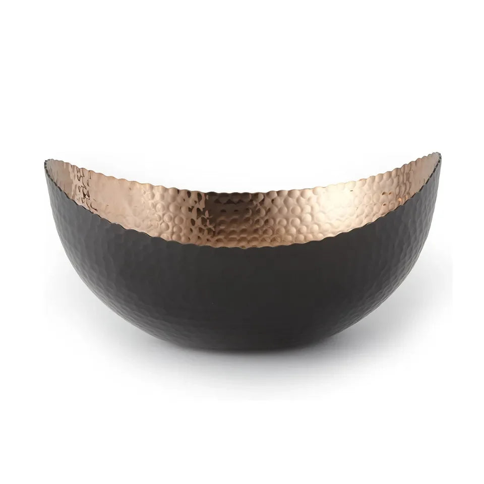 Hammered Black Copper Bowl Rustic Farmhouse Copper