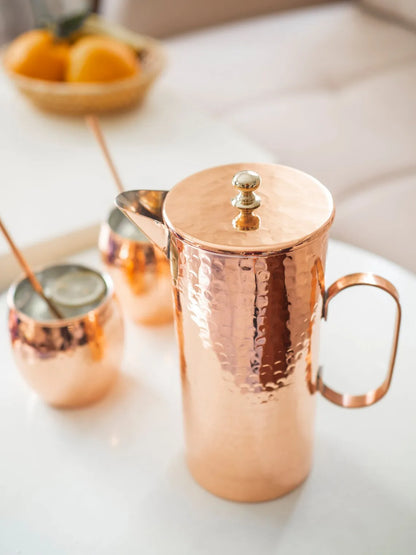 Classy hammered copper water jug pitcher