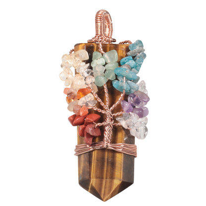 Tree of Life Crystal Pendant: Amethyst, Powder, White Crystal