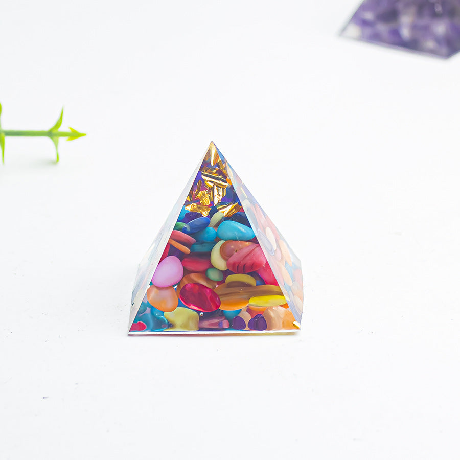 Natural Crystal Gravel Glue 3cm Pyramid