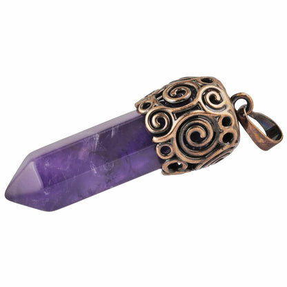 Natural Crystal Hexagonal Column Pendant: Amethyst, Powder &amp; More