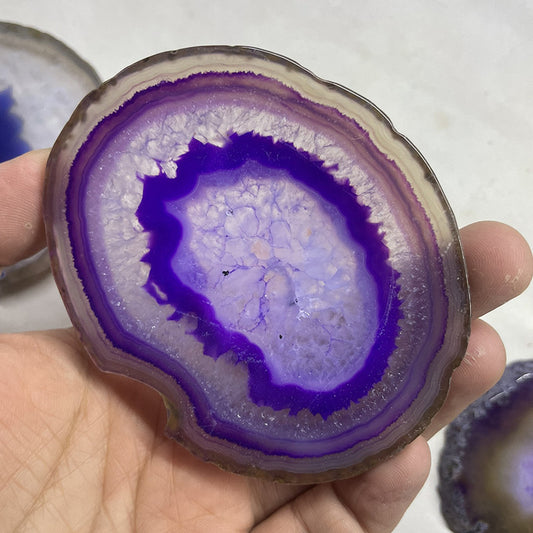 Brazil Agate Slice Pendant: Natural Water Drop Design