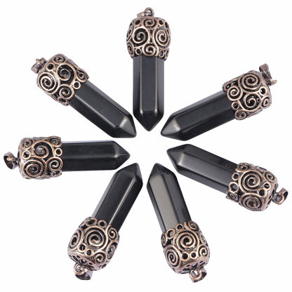 Natural Crystal Hexagonal Column Pendant: Amethyst, Powder &amp; More