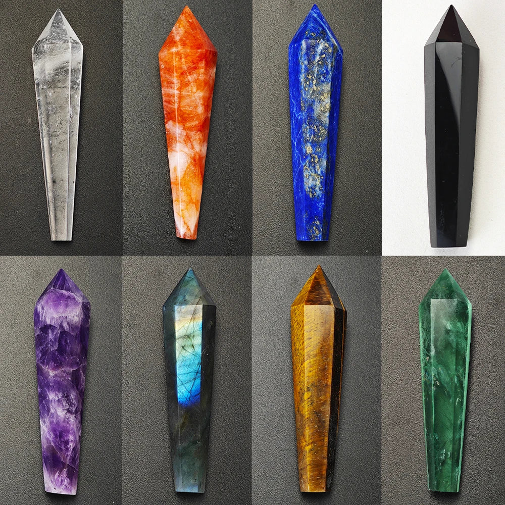 Hexagonal Prism Rose Quartz Amethyst Tower | Healing Crystal Wand | Home Decor Gift
