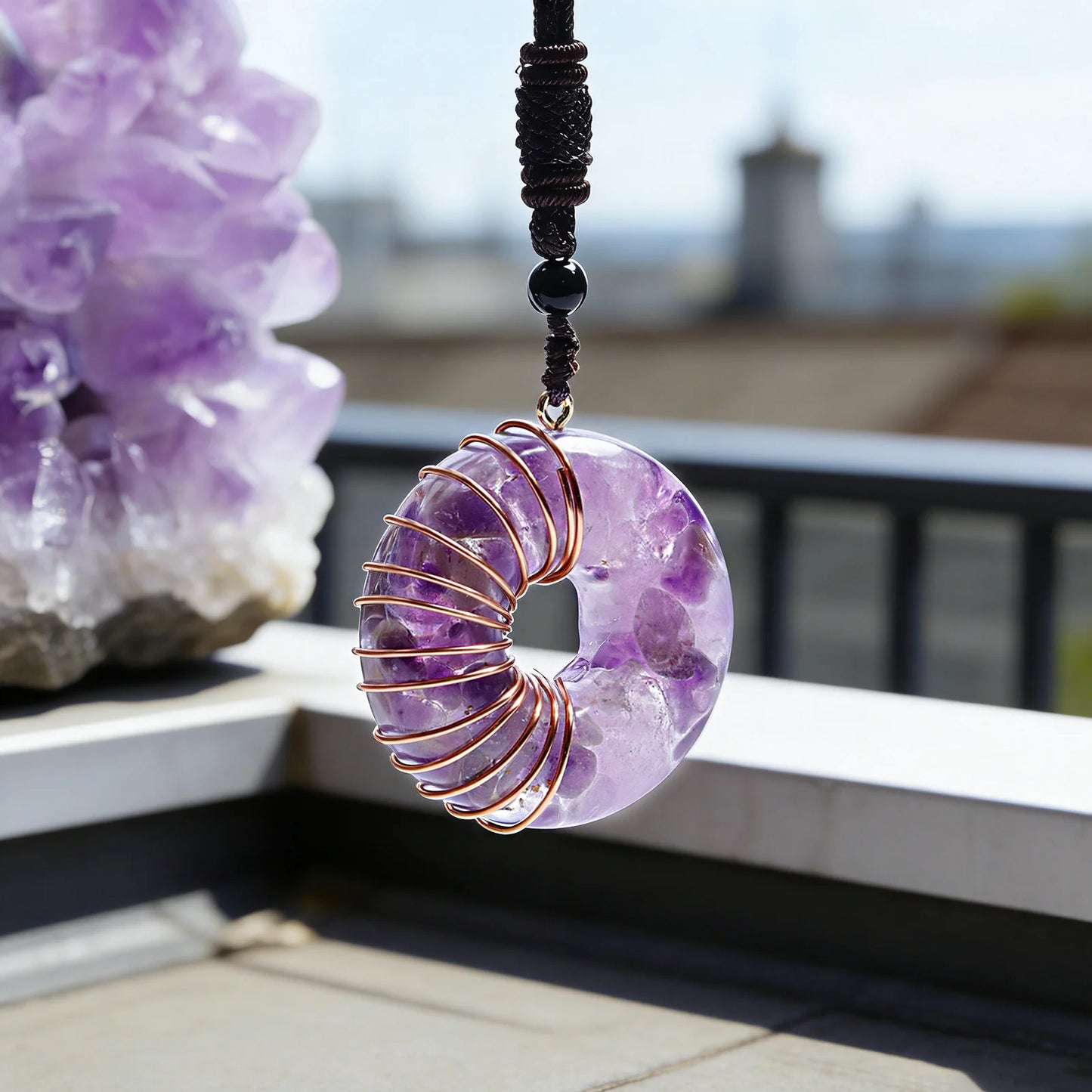Green Aventurine & Fluorite Donut Necklace 3.9cm | Heart Chakra Stone