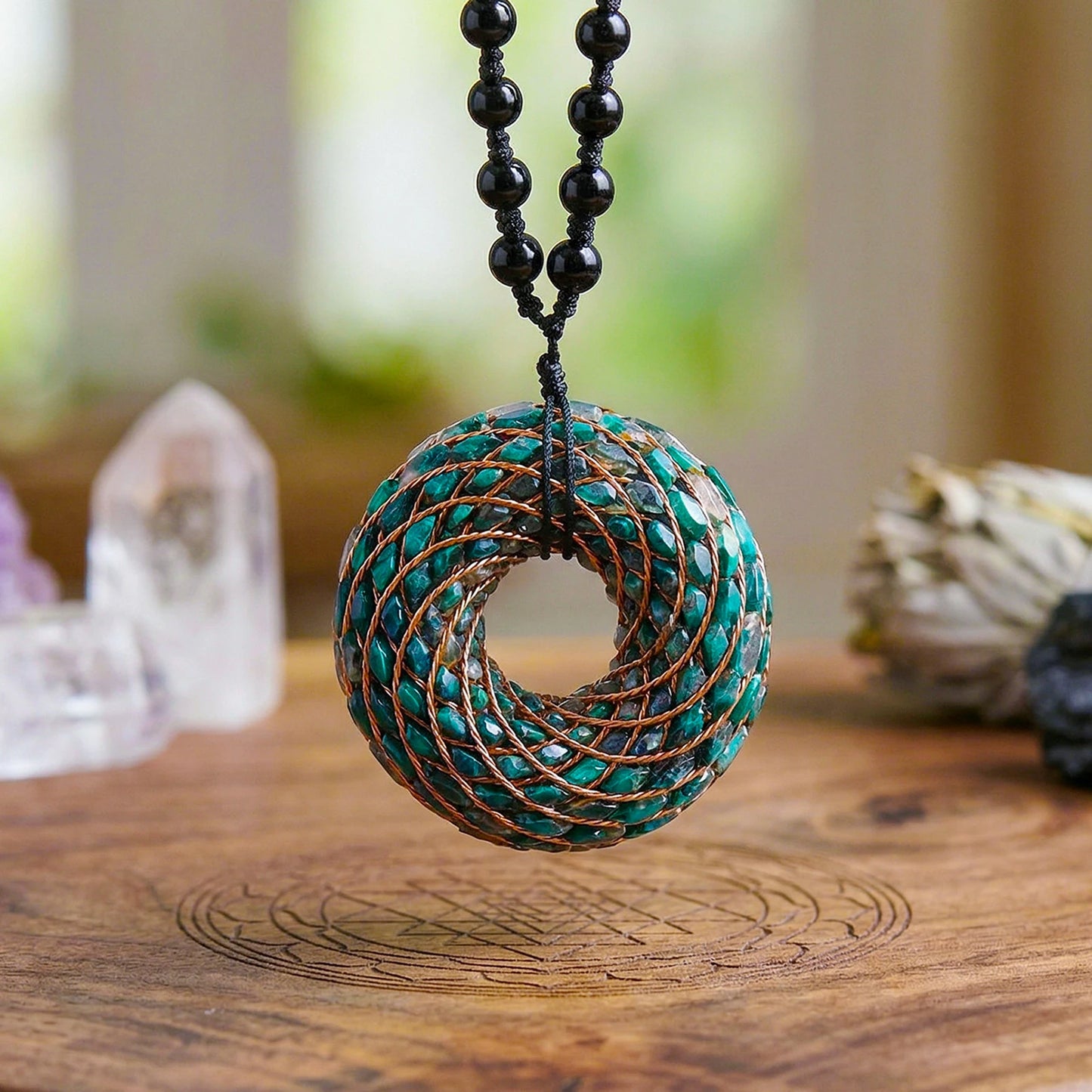 Rodin Coil & Amethyst  Orgone Pendant Necklace