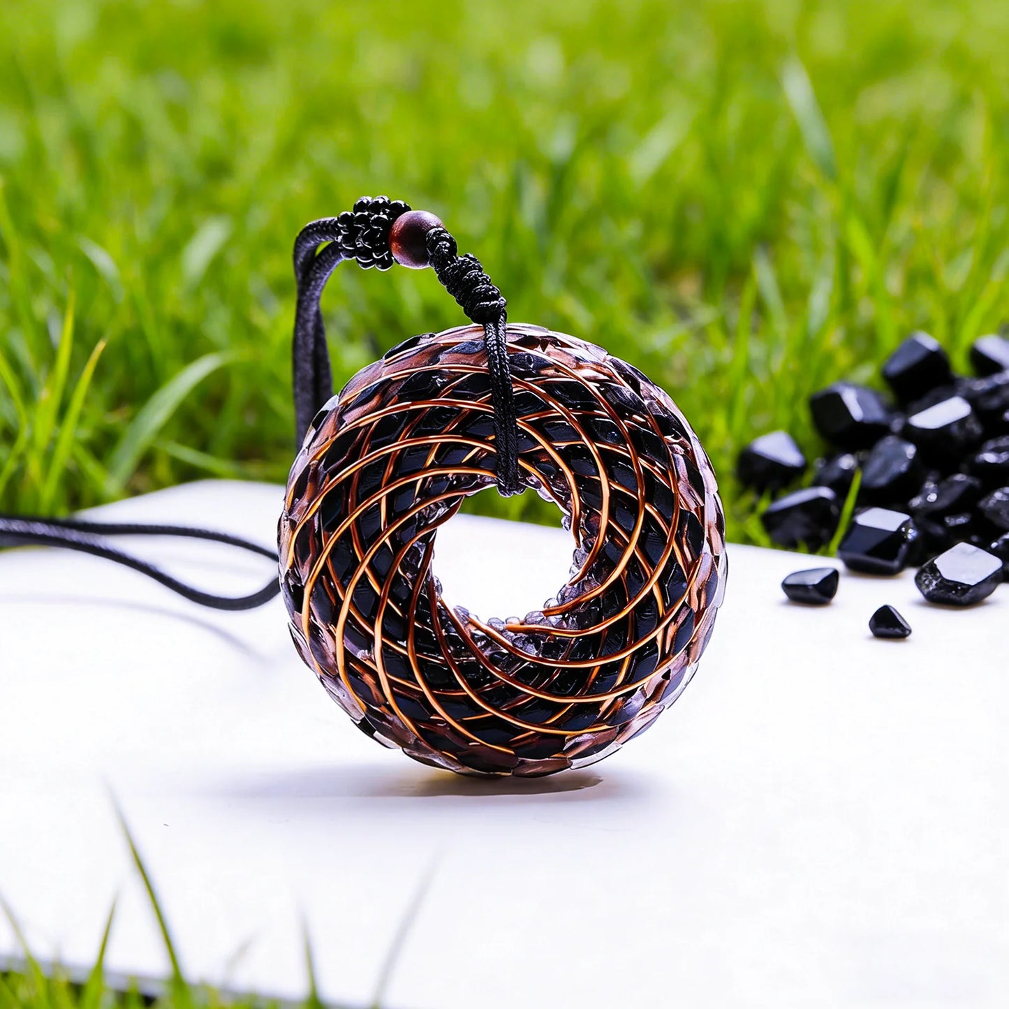 Rodin Coil & Amethyst  Orgone Pendant Necklace