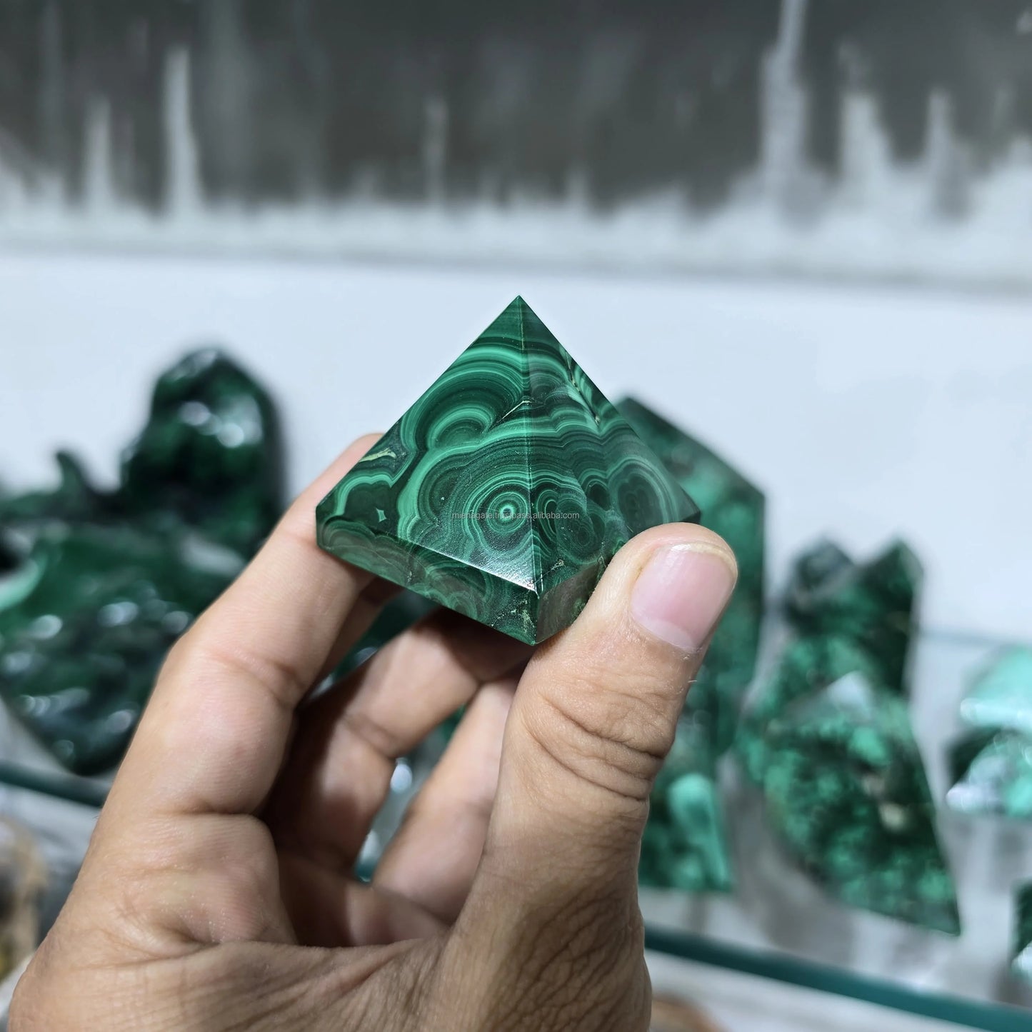 Handmade Malachite Agate Pyramid