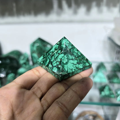 Handmade Malachite Agate Pyramid