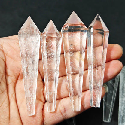 Hexagonal Prism Rose Quartz Amethyst Tower | Healing Crystal Wand | Home Decor Gift