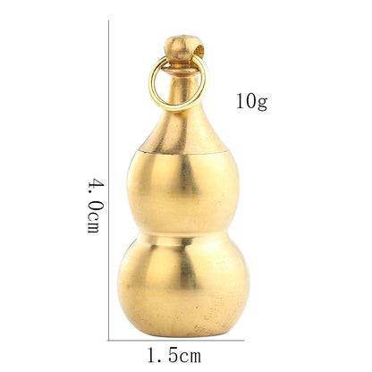 Solid Copper Taoism Eight Trigrams Gourd Calabash Openable Pendant Brass Amulet Pill