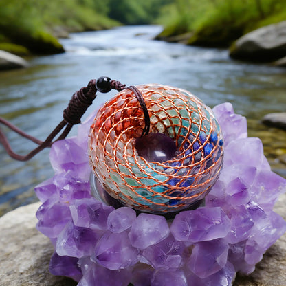 Rodin Coil & Amethyst  Orgone Pendant Necklace
