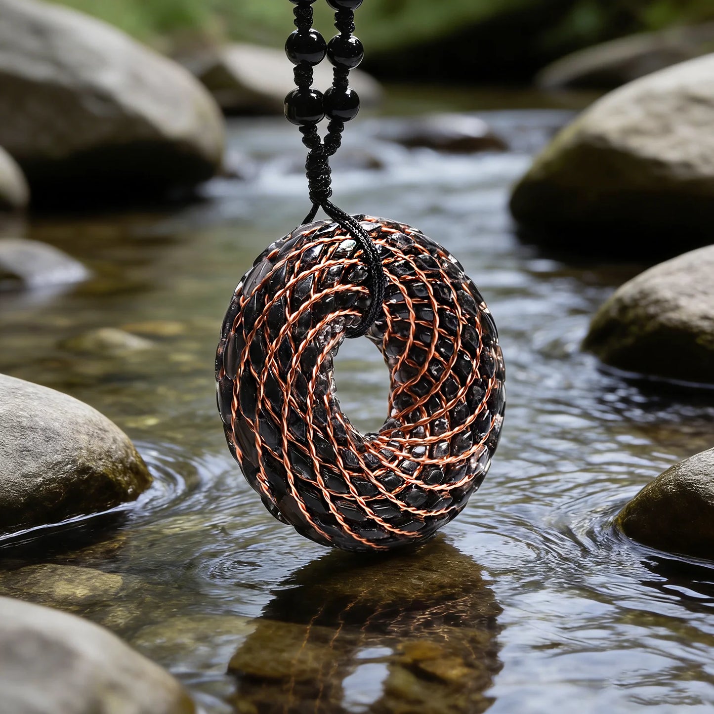 Rodin Coil & Amethyst  Orgone Pendant Necklace