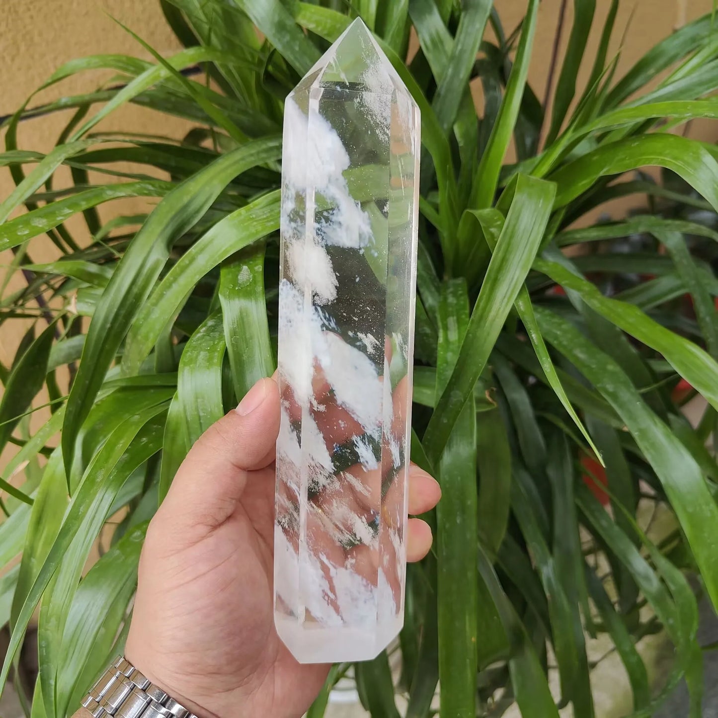 30cm Clear Melting Stone Quartz Obelisk Crystal Wand Point