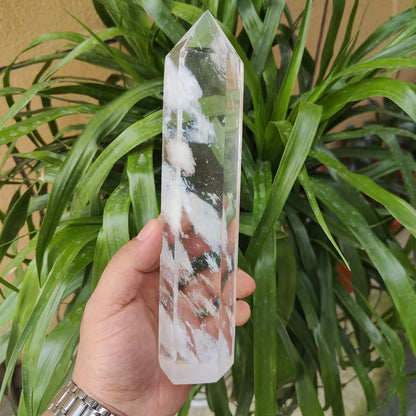 30cm Clear Melting Stone Quartz Obelisk Crystal Wand Point