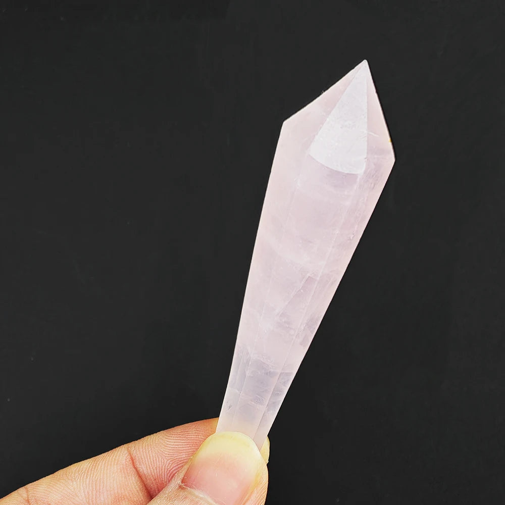 Hexagonal Prism Rose Quartz Amethyst Tower | Healing Crystal Wand | Home Decor Gift