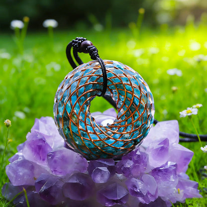 Rodin Coil & Amethyst  Orgone Pendant Necklace
