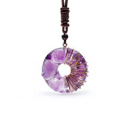 Green Aventurine & Fluorite Donut Necklace 3.9cm | Heart Chakra Stone