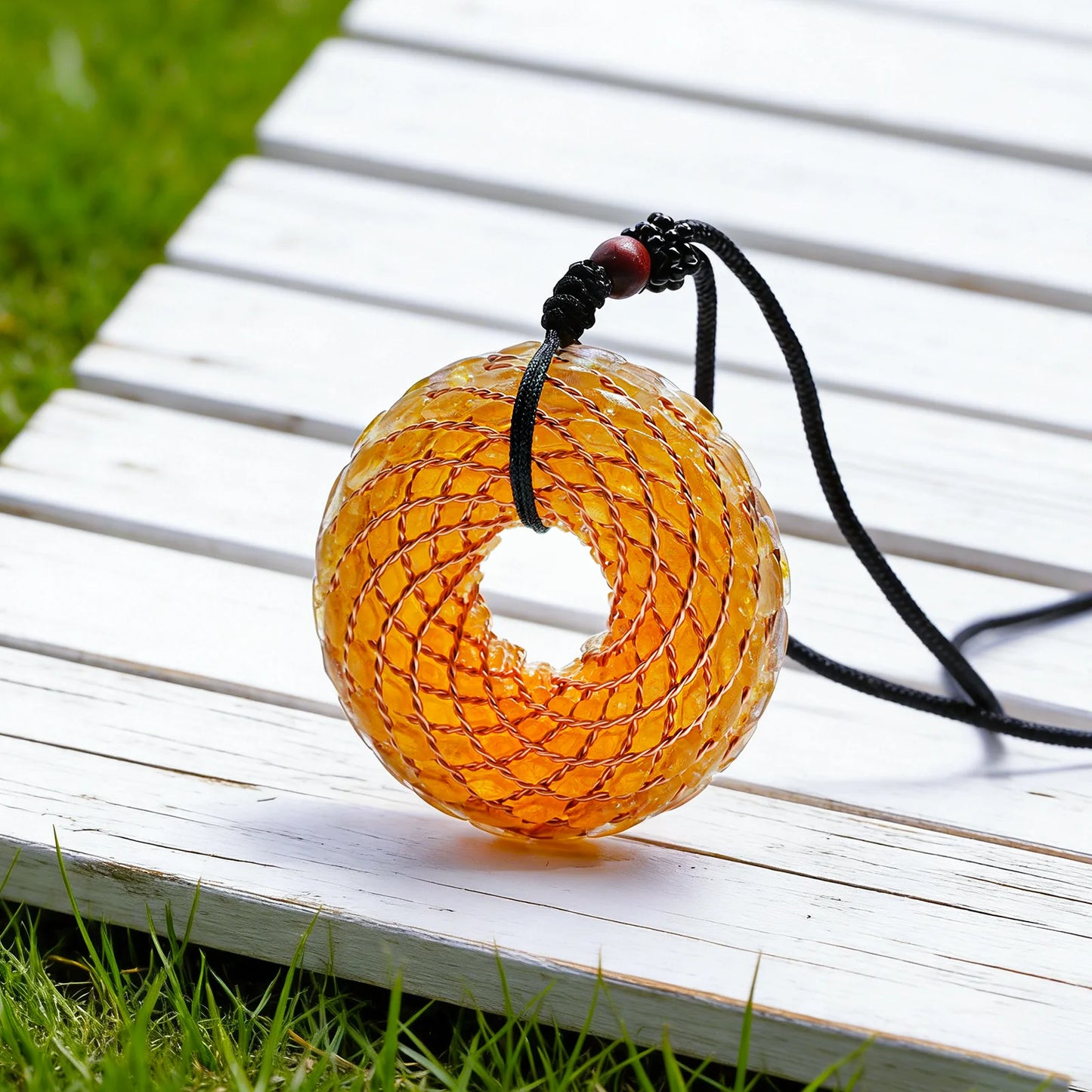 Rodin Coil & Amethyst  Orgone Pendant Necklace