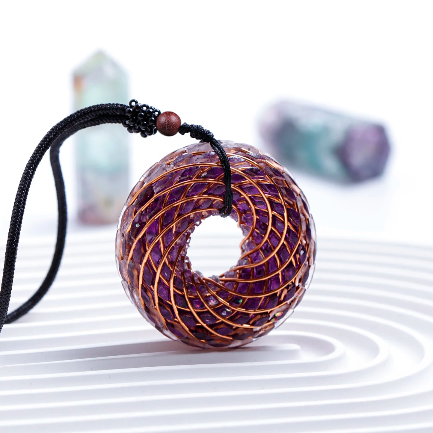 Rodin Coil & Amethyst  Orgone Pendant Necklace