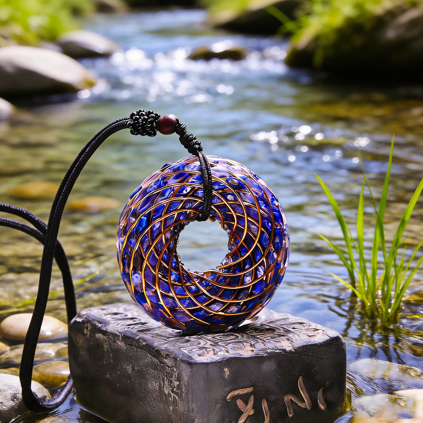 Rodin Coil & Amethyst  Orgone Pendant Necklace