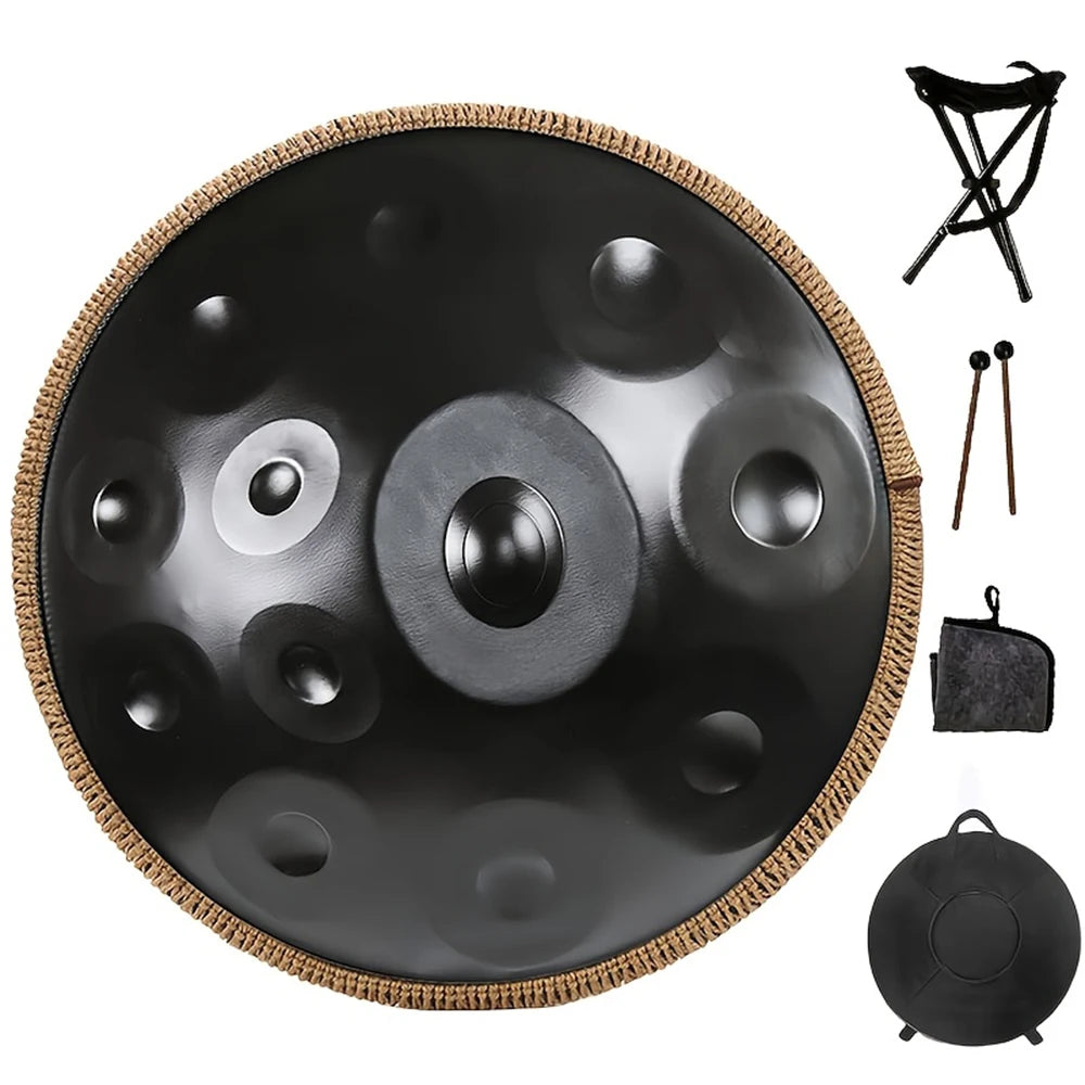 London Crafted Handpan Drum | D Minor 10 Notes | Premium Stainless Steel