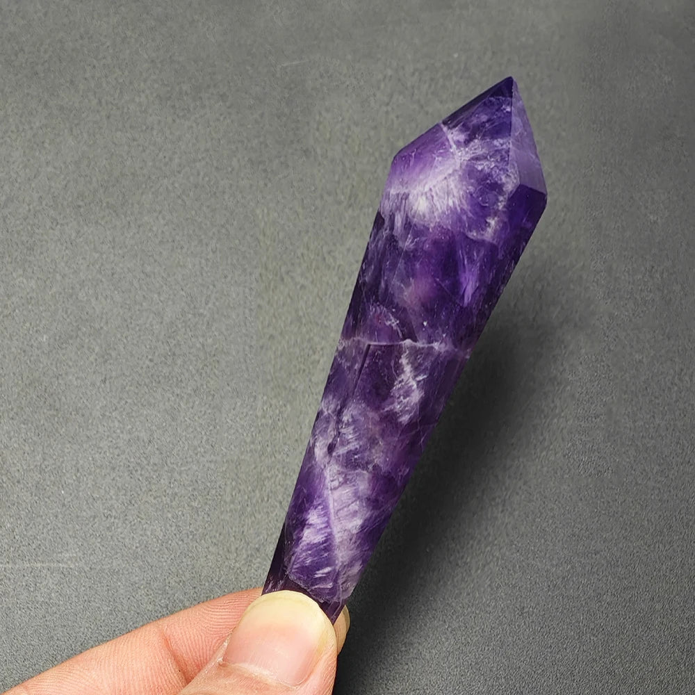Hexagonal Prism Rose Quartz Amethyst Tower | Healing Crystal Wand | Home Decor Gift