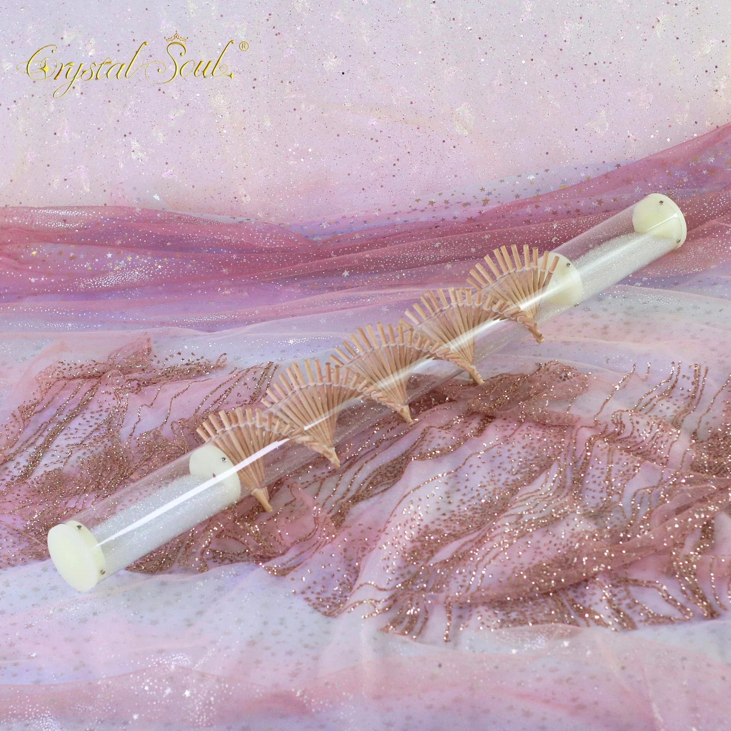 CrystalSoul DNA Rain Stick Long Sound Tour Wooden Base