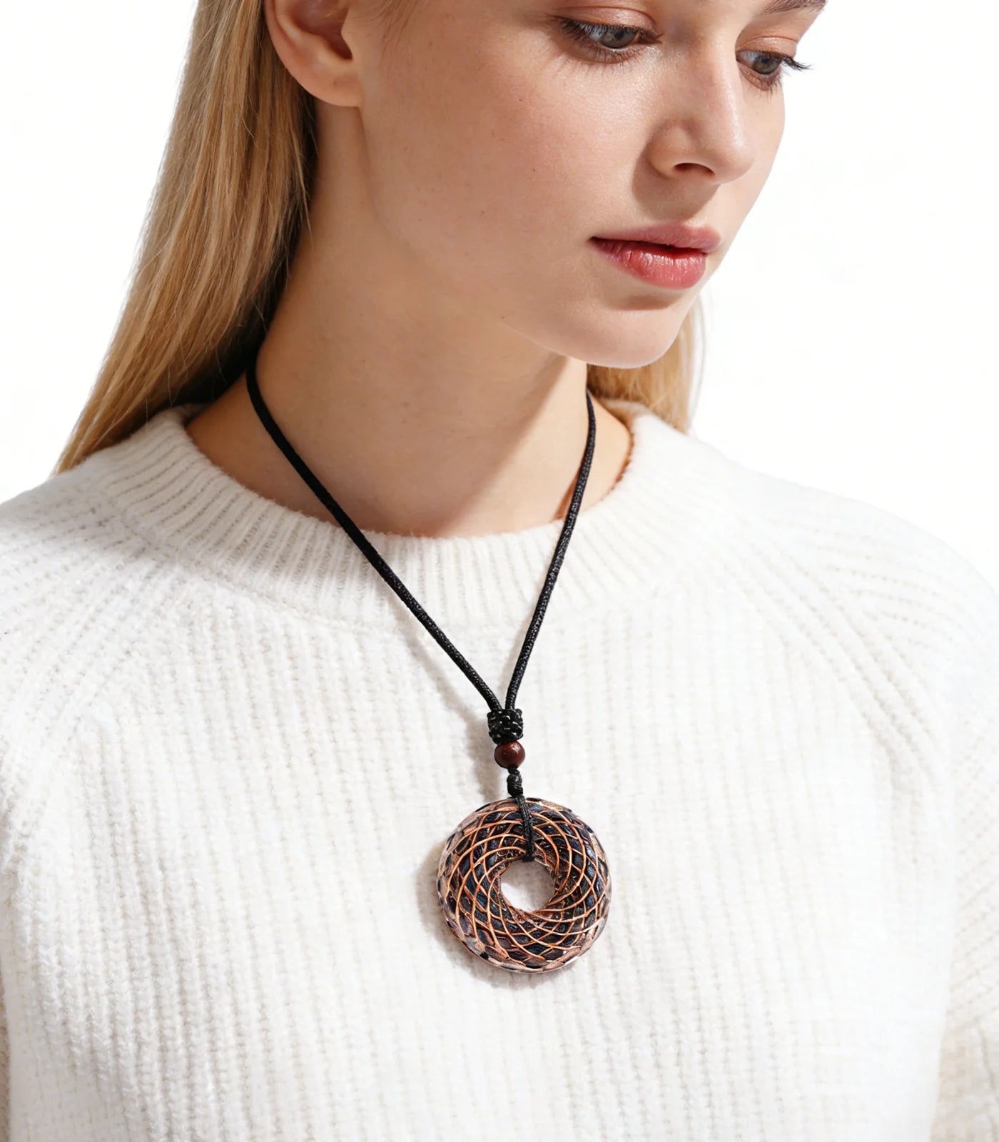 Rodin Coil & Amethyst  Orgone Pendant Necklace