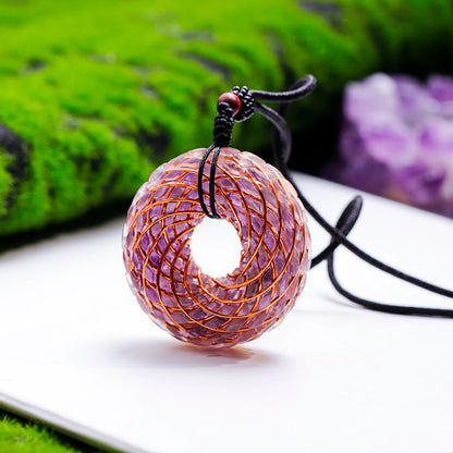 Rodin Coil & Amethyst  Orgone Pendant Necklace
