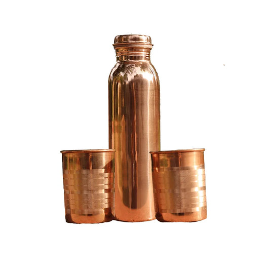 Copper Drinking Water Bottle Set