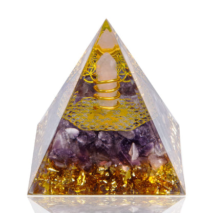 Orgone Pyramid: Small Healing Crystals with Amethyst & Copper